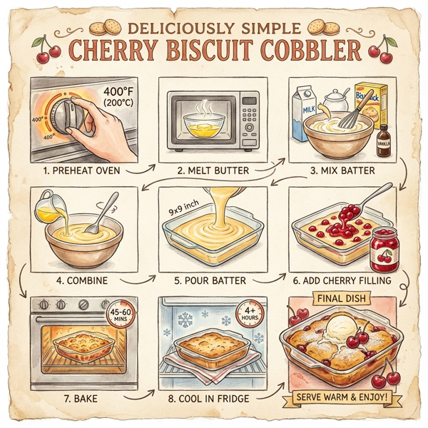 Deliciously Simple Cherry Biscuit Cobbler instructions