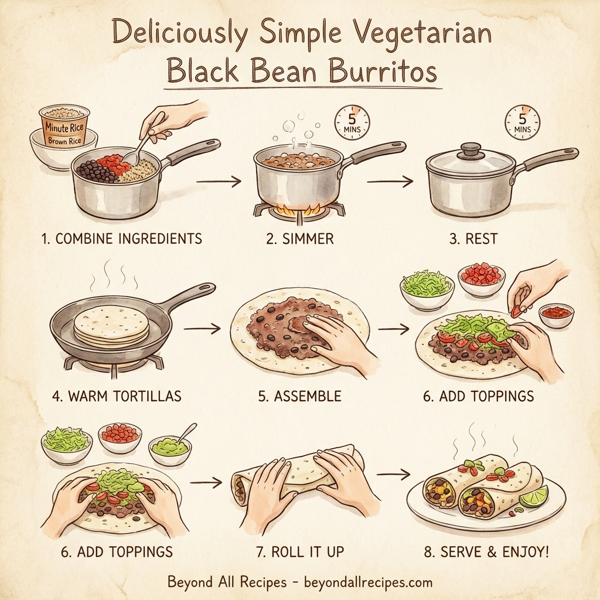 Deliciously Simple Vegetarian Black Bean Burritos instructions