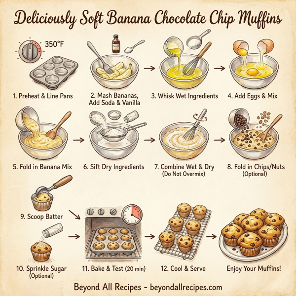 Deliciously Soft Banana Chocolate Chip Muffins instructions