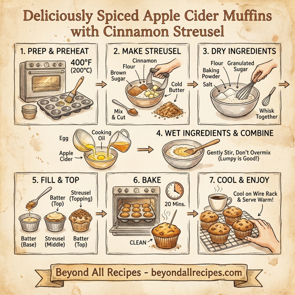 Deliciously Spiced Apple Cider Muffins with Cinnamon Streusel instructions