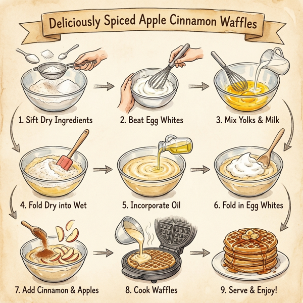 Deliciously Spiced Apple Cinnamon Waffles instructions
