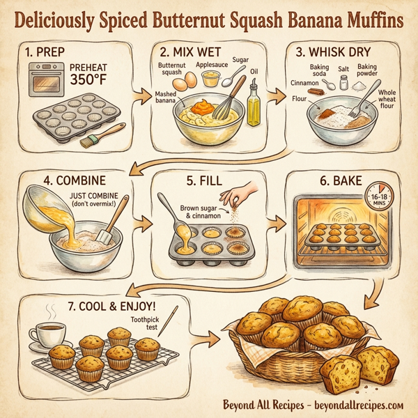Deliciously Spiced Butternut Squash Banana Muffins instructions