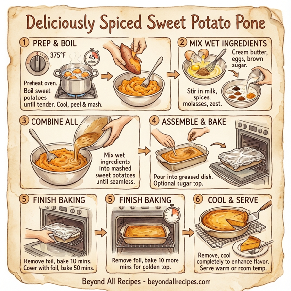 Deliciously Spiced Sweet Potato Pone instructions