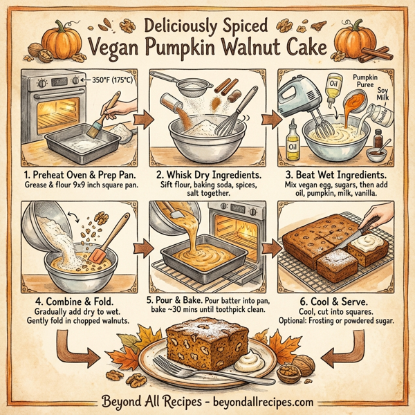 Deliciously Spiced Vegan Pumpkin Walnut Cake instructions