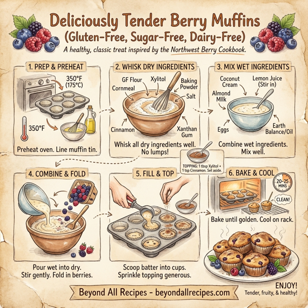 Deliciously Tender Berry Muffins (Gluten-Free, Sugar-Free, Dairy-Free) instructions