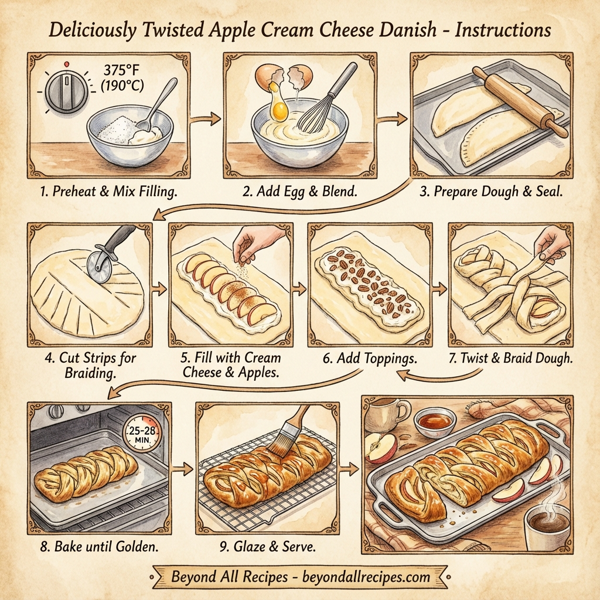 Deliciously Twisted Apple Cream Cheese Danish instructions