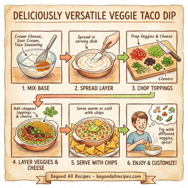 Deliciously Versatile Veggie Taco Dip instructions