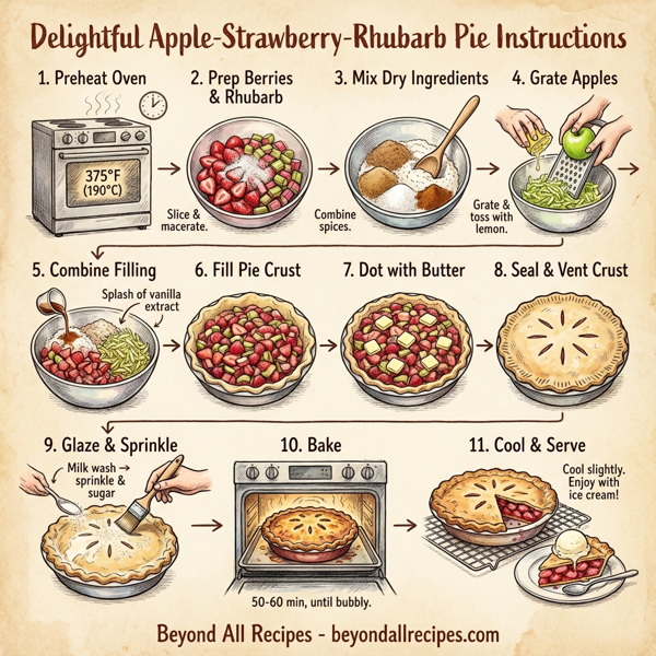 Delightful Apple-Strawberry-Rhubarb Pie instructions