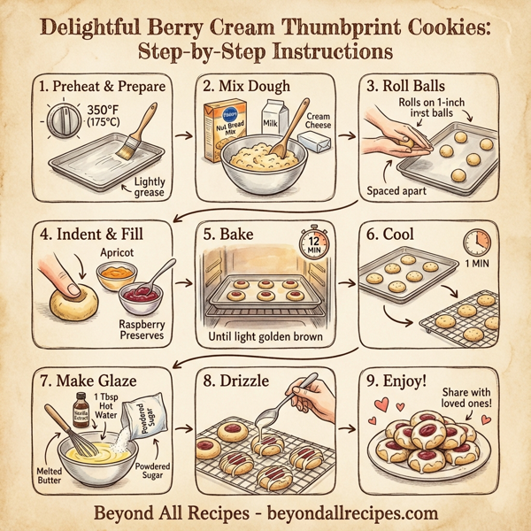 Delightful Berry Cream Thumbprint Cookies instructions