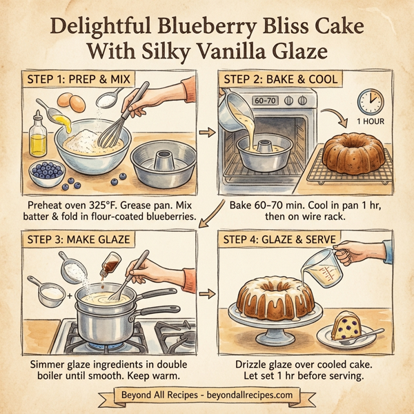 Delightful Blueberry Bliss Cake With Silky Vanilla Glaze instructions
