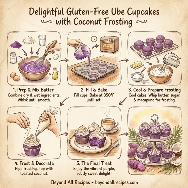 Delightful Gluten-Free Ube Cupcakes with Coconut Frosting instructions