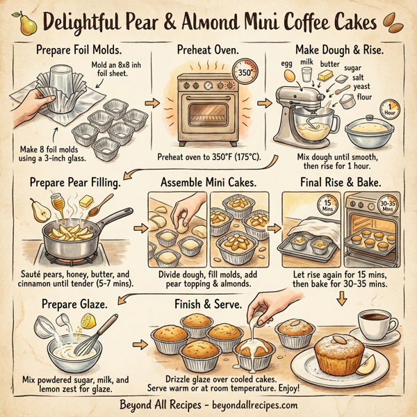 Delightful Pear & Almond Mini Coffee Cakes instructions