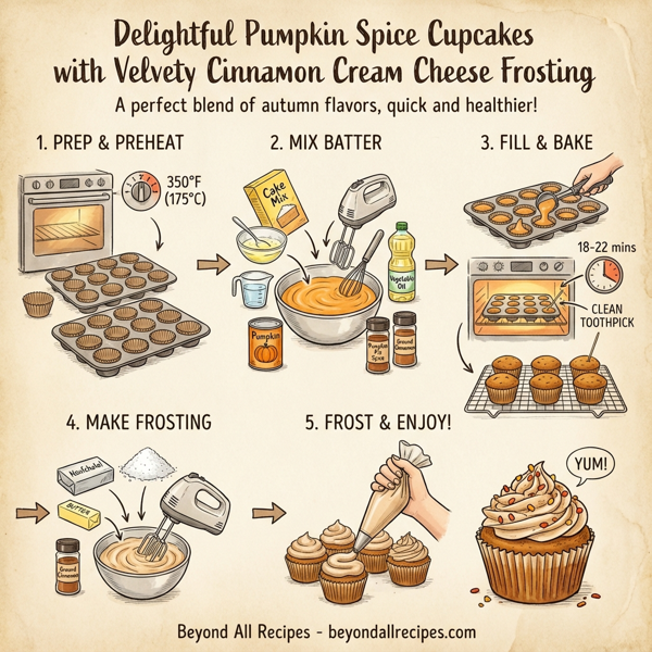 Delightful Pumpkin Spice Cupcakes with Velvety Cinnamon Cream Cheese Frosting instructions