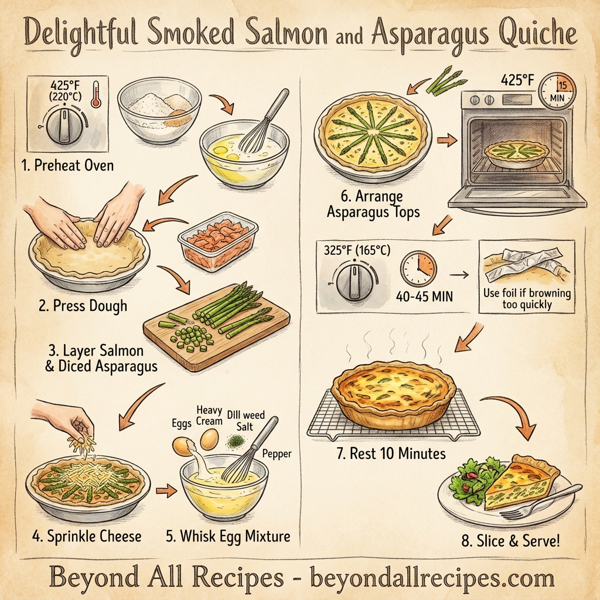 Delightful Smoked Salmon and Asparagus Quiche instructions