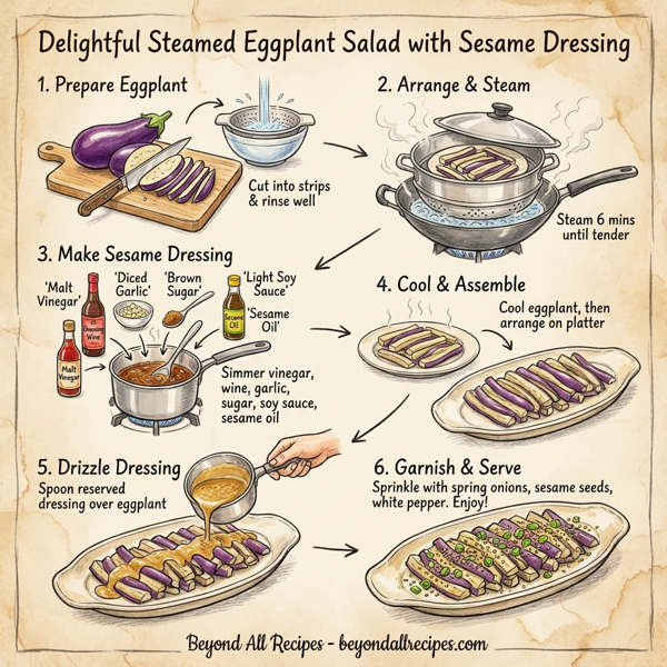 Delightful Steamed Eggplant Salad with Sesame Dressing instructions