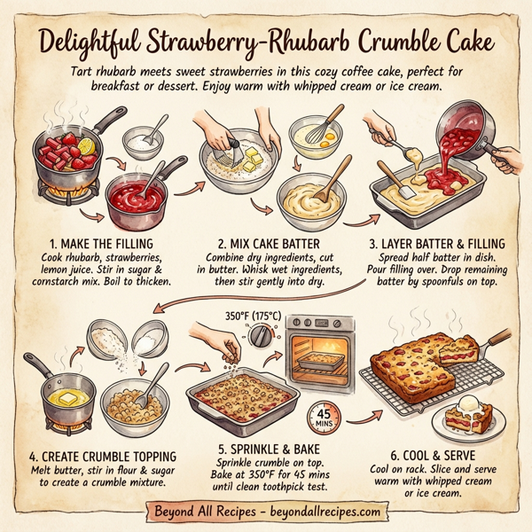 Delightful Strawberry-Rhubarb Crumble Cake instructions