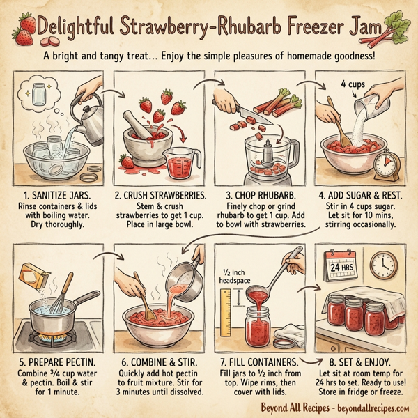 Delightful Strawberry-Rhubarb Freezer Jam instructions