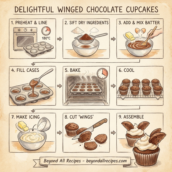 Delightful Winged Chocolate Cupcakes with Creamy Butter Icing instructions