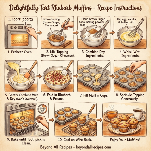Delightfully Tart Rhubarb Muffins instructions
