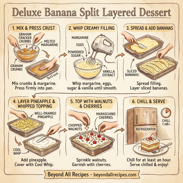 Deluxe Banana Split Layered Dessert instructions
