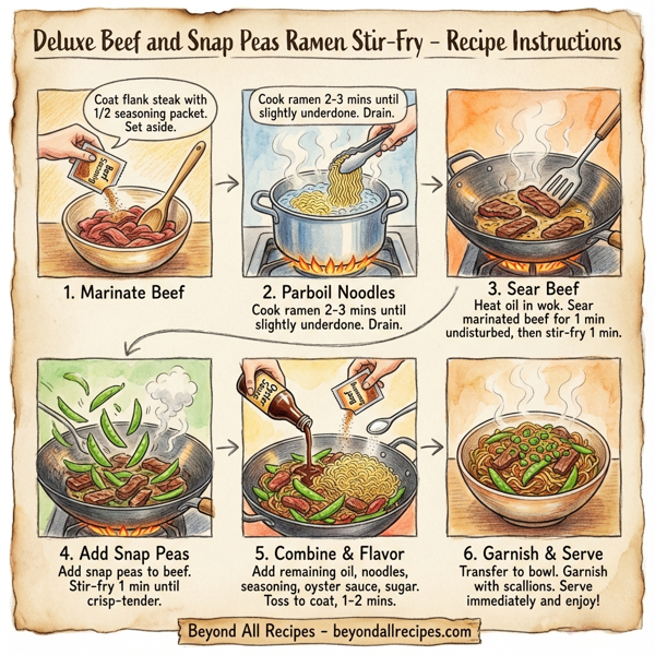 Deluxe Beef and Snap Peas Ramen Stir-Fry instructions