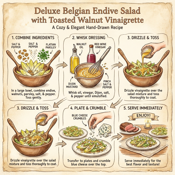 Deluxe Belgian Endive Salad with Toasted Walnut Vinaigrette instructions