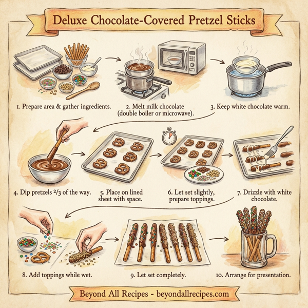 Deluxe Chocolate-Covered Pretzel Sticks instructions
