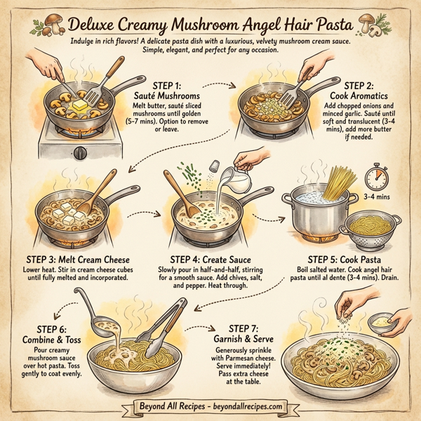Deluxe Creamy Mushroom Angel Hair Pasta instructions
