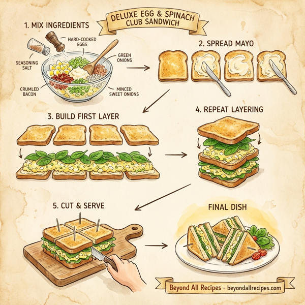 Deluxe Egg & Spinach Club Sandwich instructions