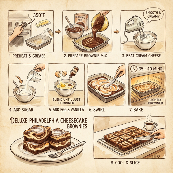 Deluxe Philadelphia Cheesecake Brownies instructions