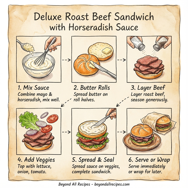 Deluxe Roast Beef Sandwich with Horseradish Sauce instructions
