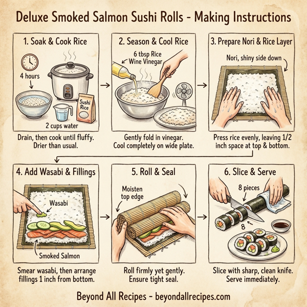 Deluxe Smoked Salmon Sushi Rolls instructions