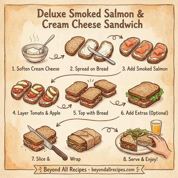 Deluxe Smoked Salmon and Cream Cheese Sandwich instructions