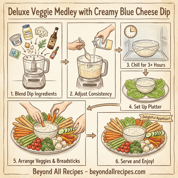 Deluxe Veggie Medley with Creamy Blue Cheese Dip instructions