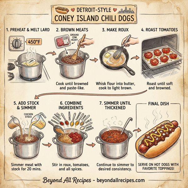 Detroit-Style Coney Island Chili Dogs instructions