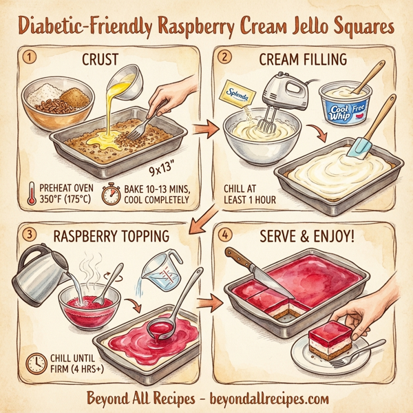 Diabetic-Friendly Raspberry Cream Jello Squares instructions