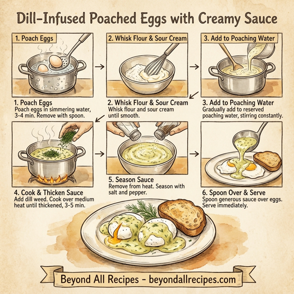 Dill-Infused Poached Eggs with Creamy Sauce instructions