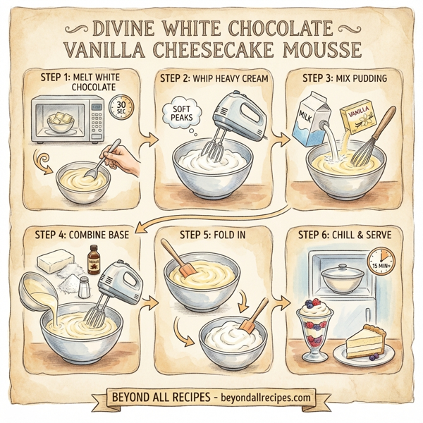 Divine White Chocolate Vanilla Cheesecake Mousse instructions