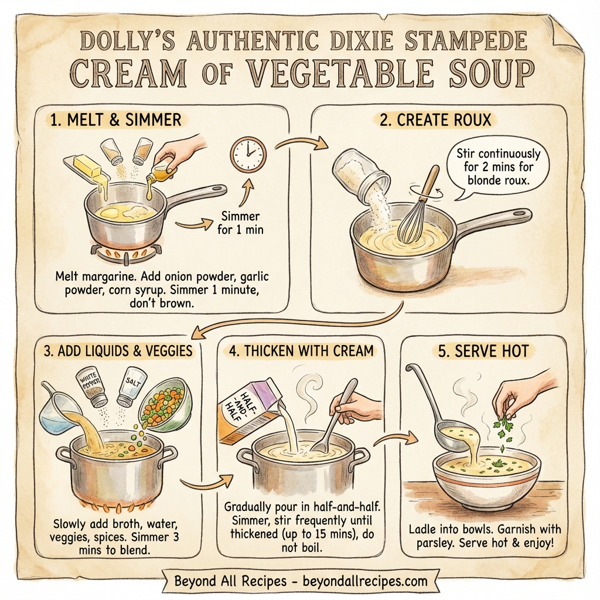 Dolly's Authentic Dixie Stampede Cream of Vegetable Soup instructions