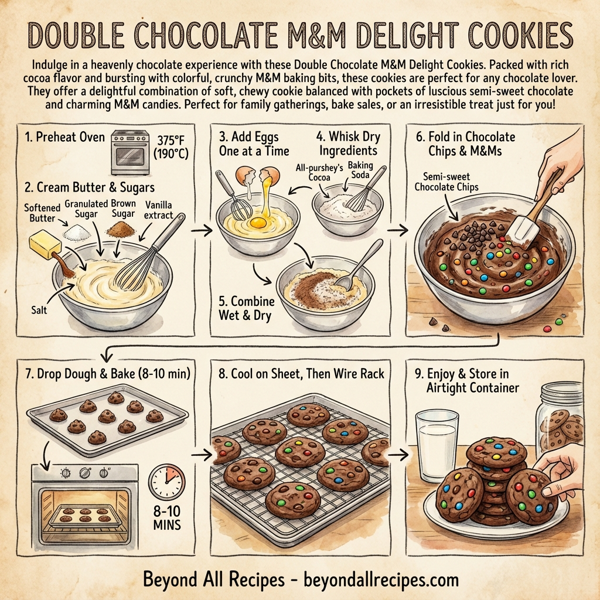 Double Chocolate M&M Delight Cookies instructions