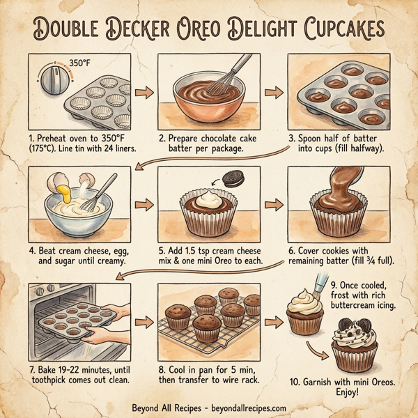 Double Decker Oreo Delight Cupcakes instructions