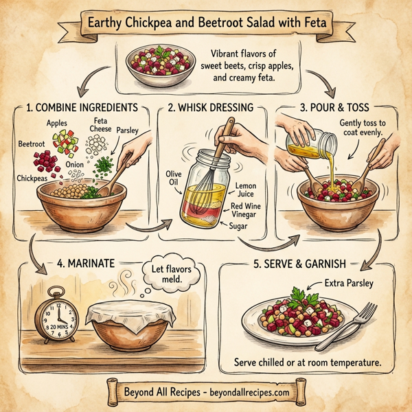 Earthy Chickpea and Beetroot Salad with Feta instructions