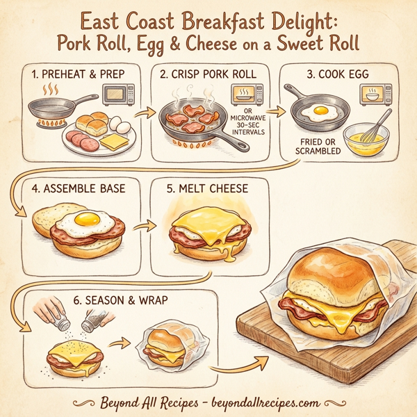 East Coast Breakfast Delight: Pork Roll, Egg & Cheese on a Sweet Roll instructions