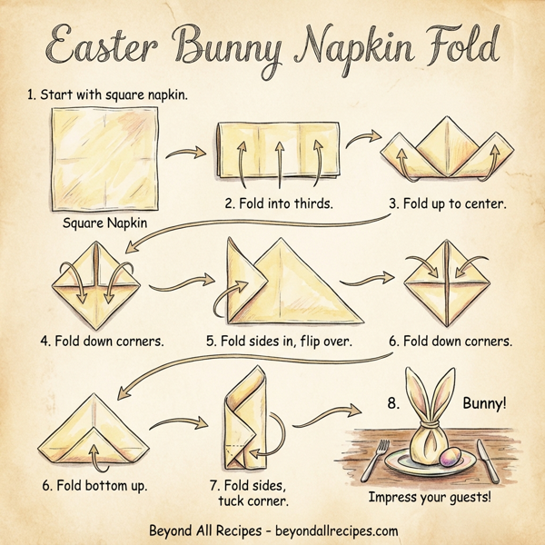 Easter Bunny Napkin Fold instructions