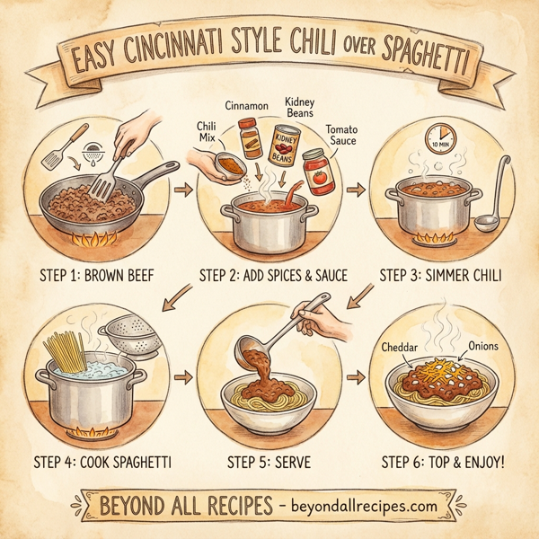 Easy Cincinnati Style Chili Over Spaghetti instructions