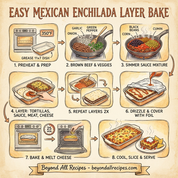 Easy Mexican Enchilada Layer Bake instructions