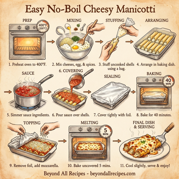 Easy No-Boil Cheesy Manicotti instructions