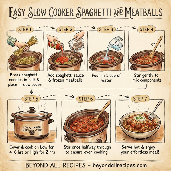 Easy Slow Cooker Spaghetti and Meatballs instructions