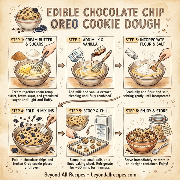 Edible Chocolate Chip Oreo Cookie Dough instructions