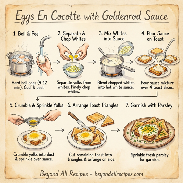 Eggs En Cocotte with Goldenrod Sauce instructions